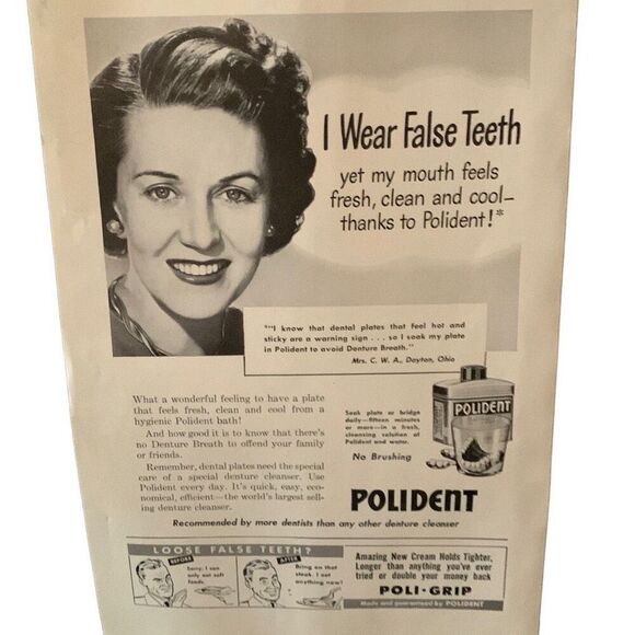 Vintage 1949 Polident Mrs. CWA False Teeth Ad Advertisement - Picture 3 of 4